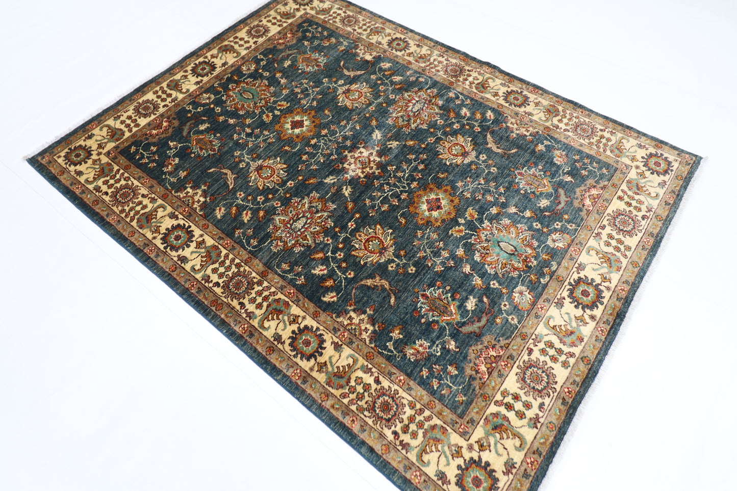 150 x 194 cm | Zeigler Afghan Tribal Hand Knotted Veg Dye Wool Carpet