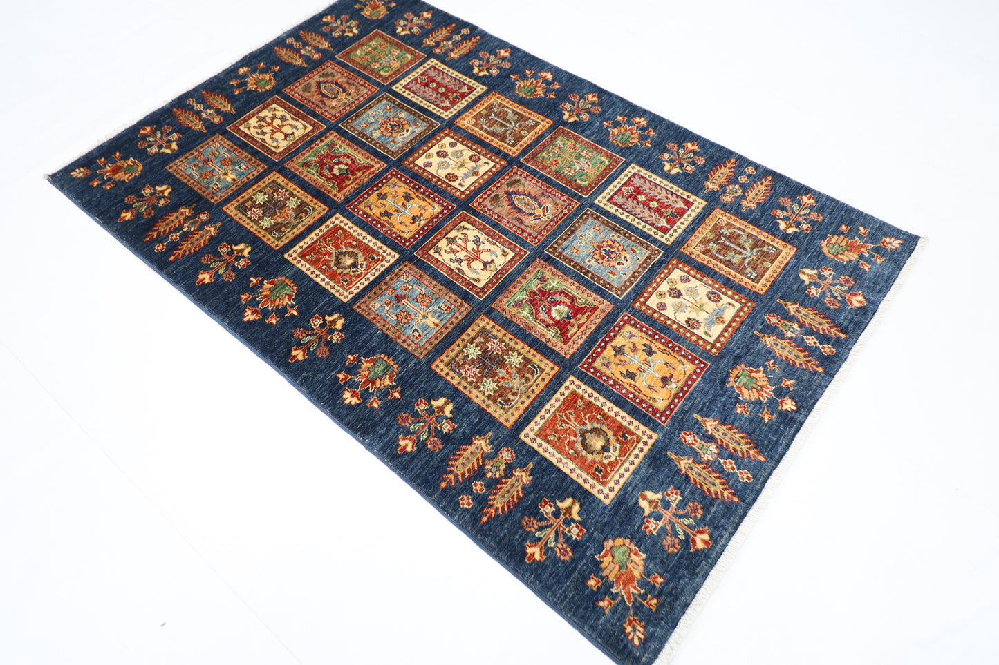 122 x 185 cm | Four Season Afghan Tribal Hand Knotted Veg Dye Wool Carpet
