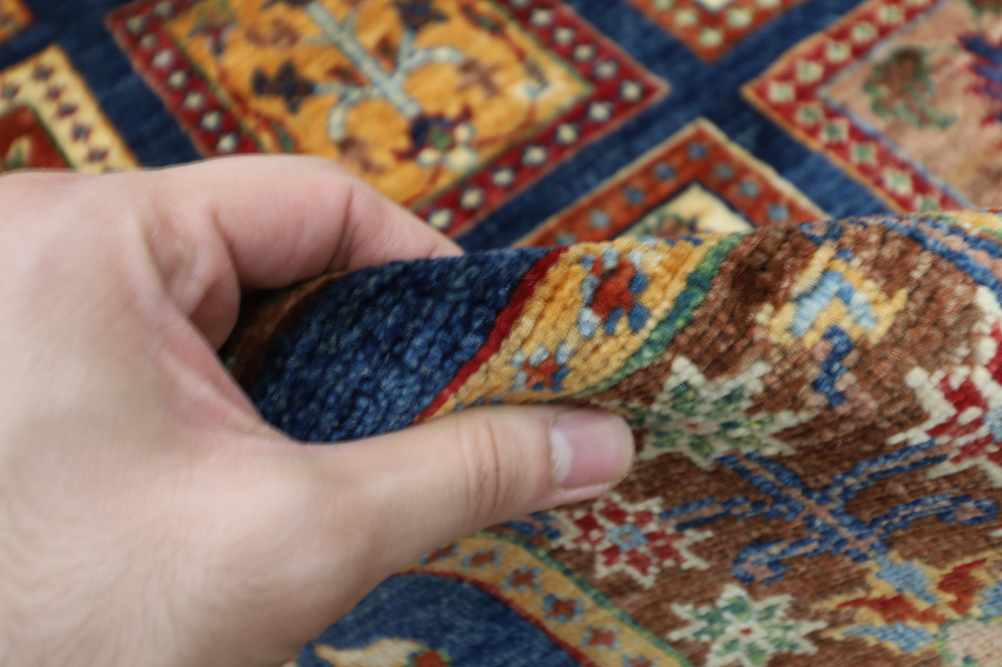 122 x 185 cm | Four Season Afghan Tribal Hand Knotted Veg Dye Wool Carpet