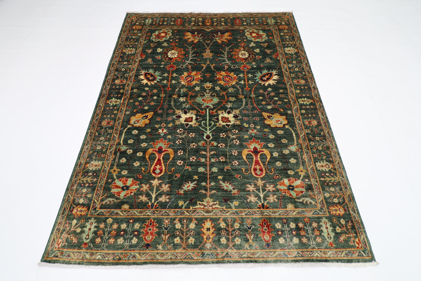 150 x 202 cm | Sultani Afghan Tribal Hand Knotted Veg Dye Wool Carpet