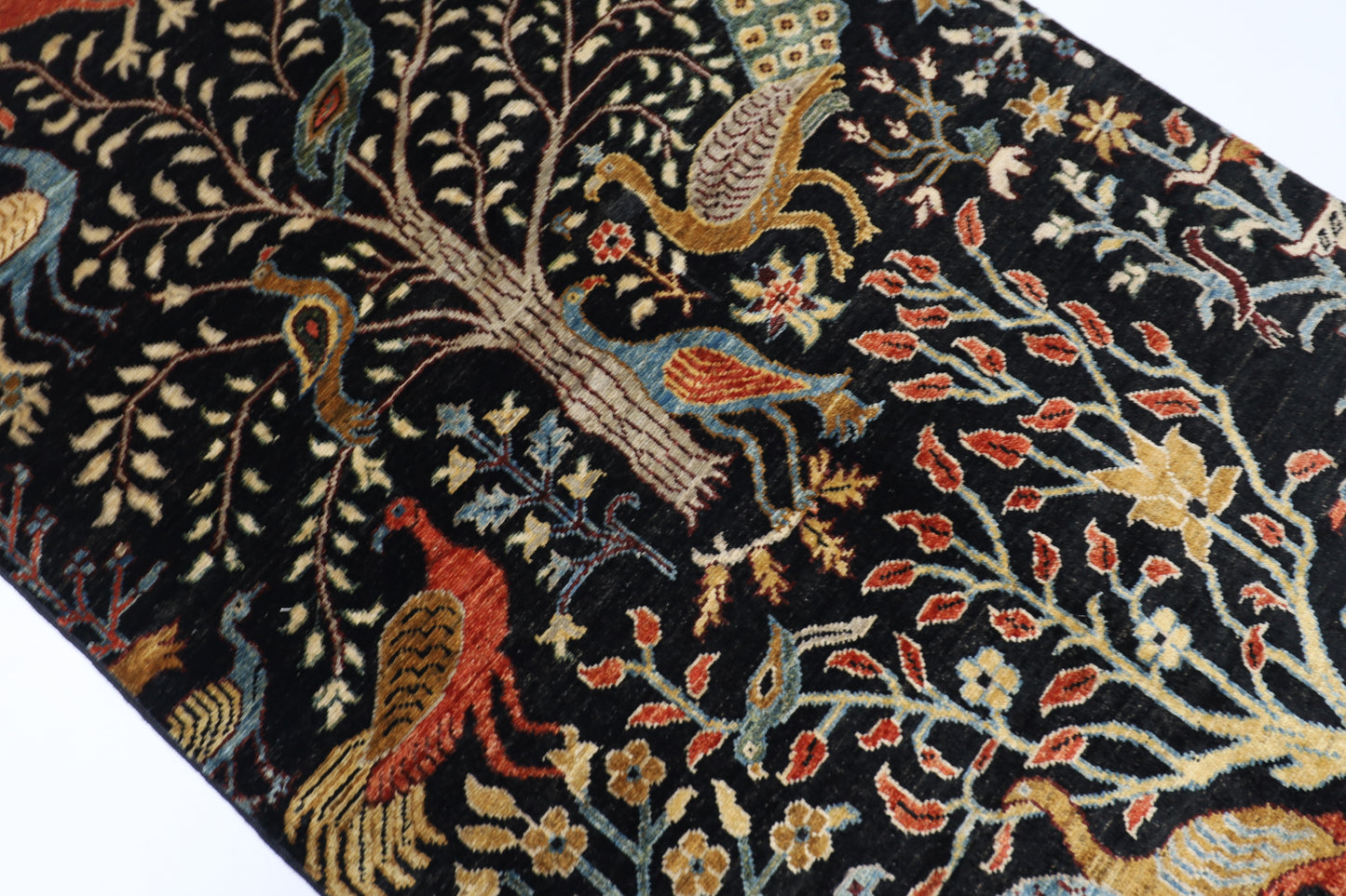 100 x 153 cm | Birds Afghan Tribal Hand Knotted Veg Dye Wool Carpet