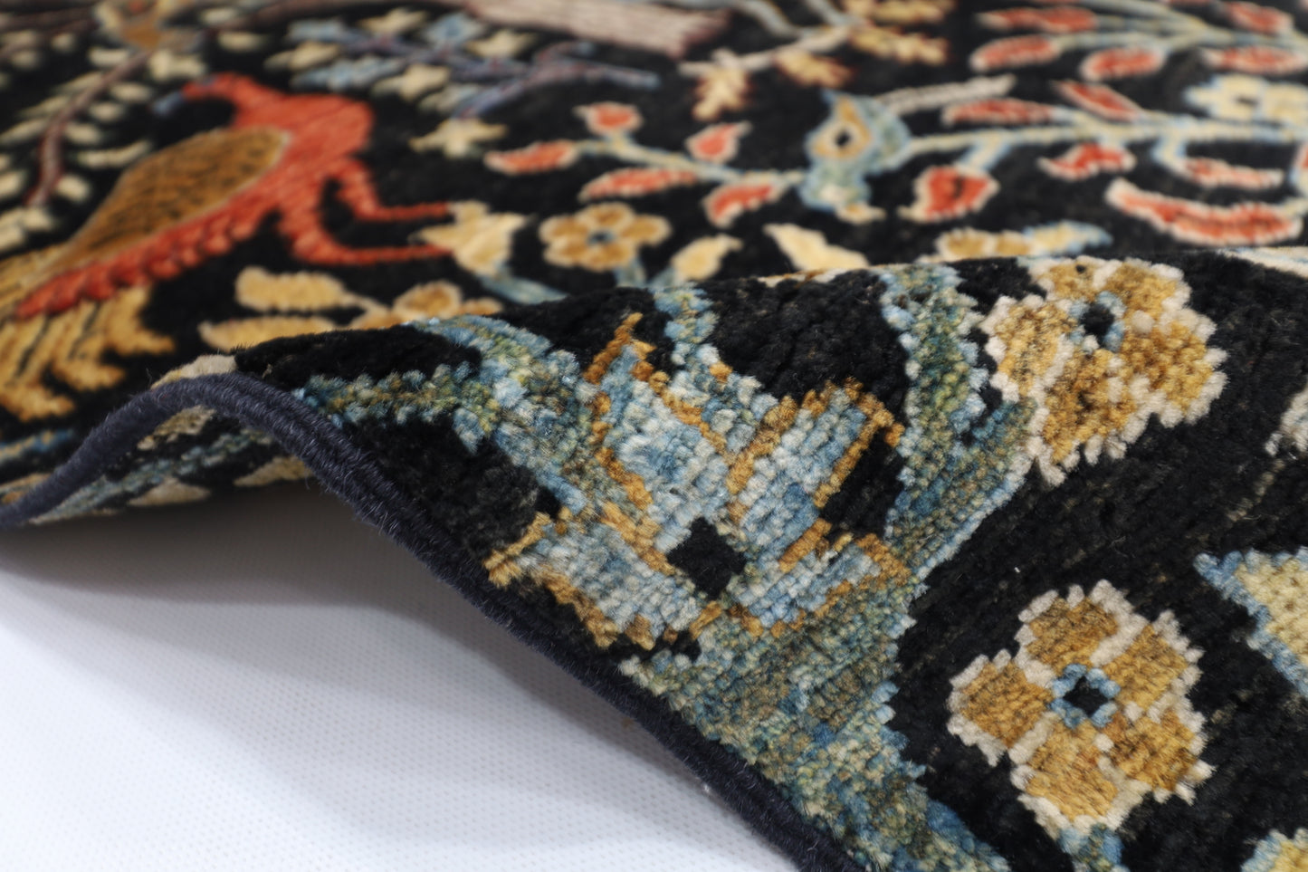 100 x 153 cm | Birds Afghan Tribal Hand Knotted Veg Dye Wool Carpet