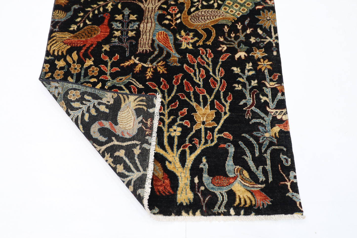 100 x 153 cm | Birds Afghan Tribal Hand Knotted Veg Dye Wool Carpet