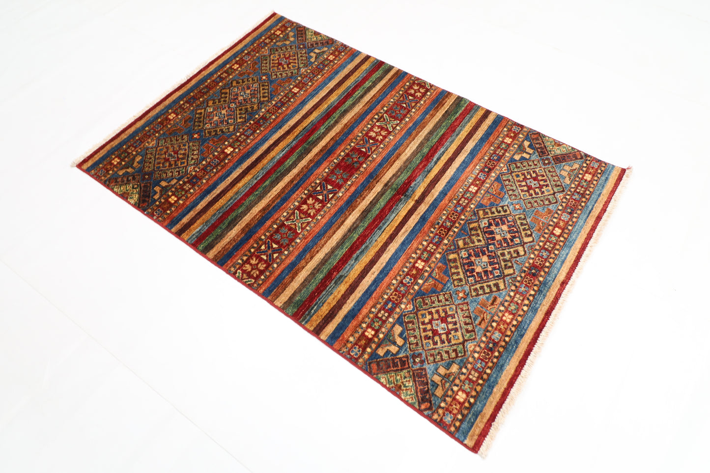 106 x 154 cm | Khorjun Afghan Tribal Hand Knotted Veg Dye Wool Carpet