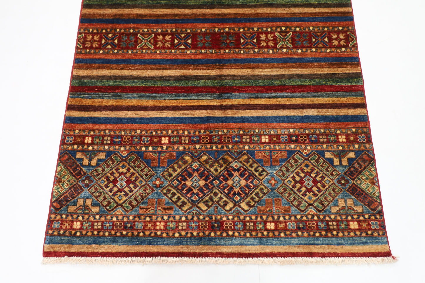 106 x 154 cm | Khorjun Afghan Tribal Hand Knotted Veg Dye Wool Carpet