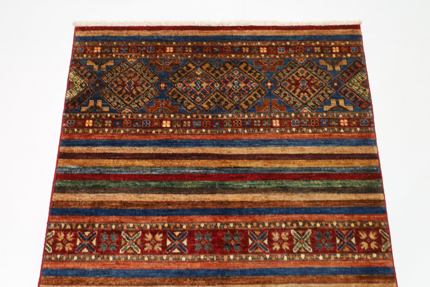 106 x 154 cm | Khorjun Afghan Tribal Hand Knotted Veg Dye Wool Carpet
