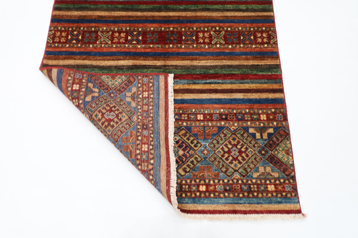 106 x 154 cm | Khorjun Afghan Tribal Hand Knotted Veg Dye Wool Carpet