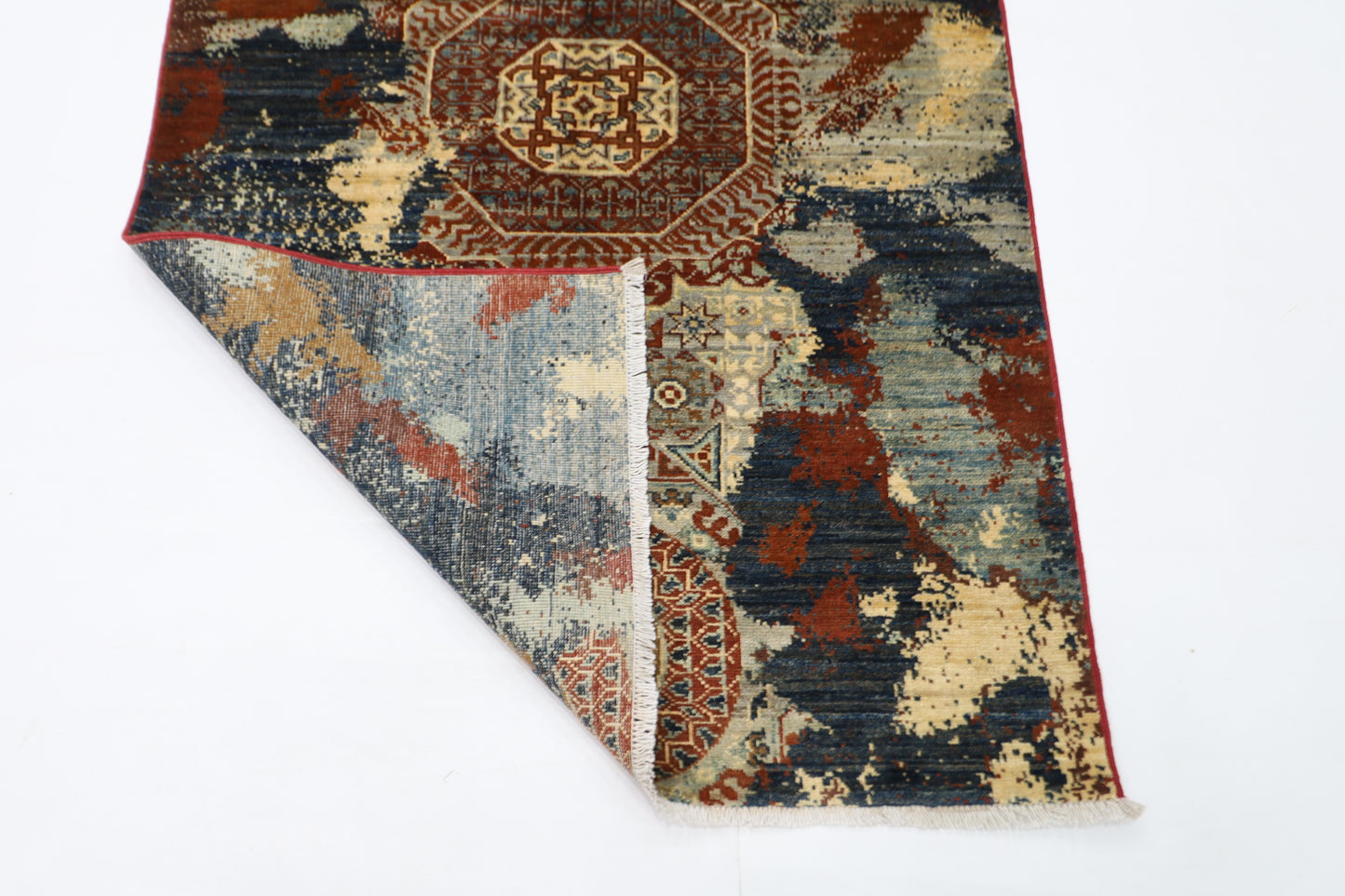 100 x 154 cm | Abstract Mamluk Afghan Tribal Hand Knotted Veg Dye Wool Carpet