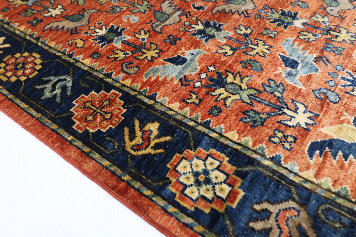 91 x 154 cm | Orange Afghan Tribal Hand Knotted Veg Dye Wool Carpet