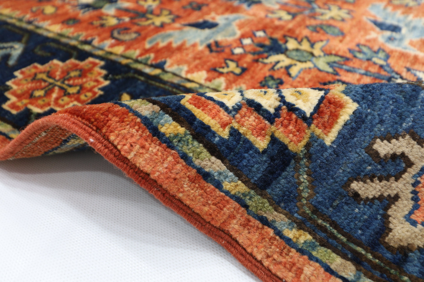 91 x 154 cm | Orange Afghan Tribal Hand Knotted Veg Dye Wool Carpet
