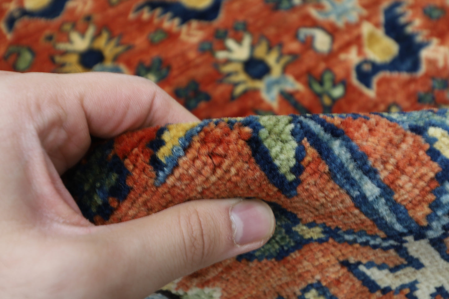 91 x 154 cm | Orange Afghan Tribal Hand Knotted Veg Dye Wool Carpet