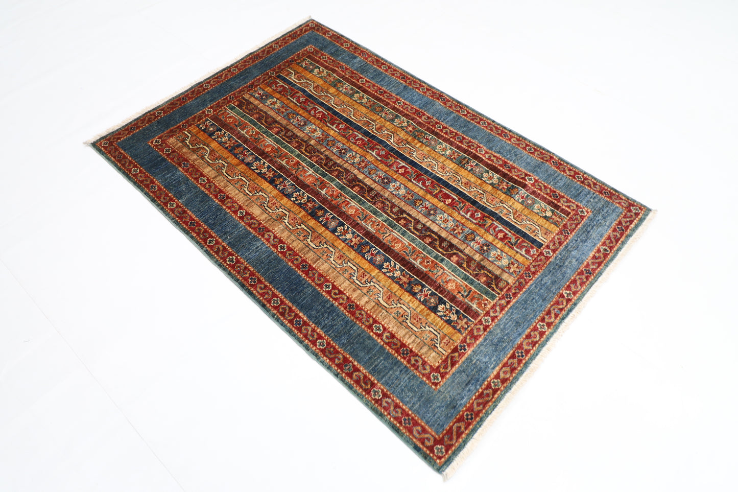 106 x 154 cm | Shawl Afghan Tribal Hand Knotted Veg Dye Wool Carpet