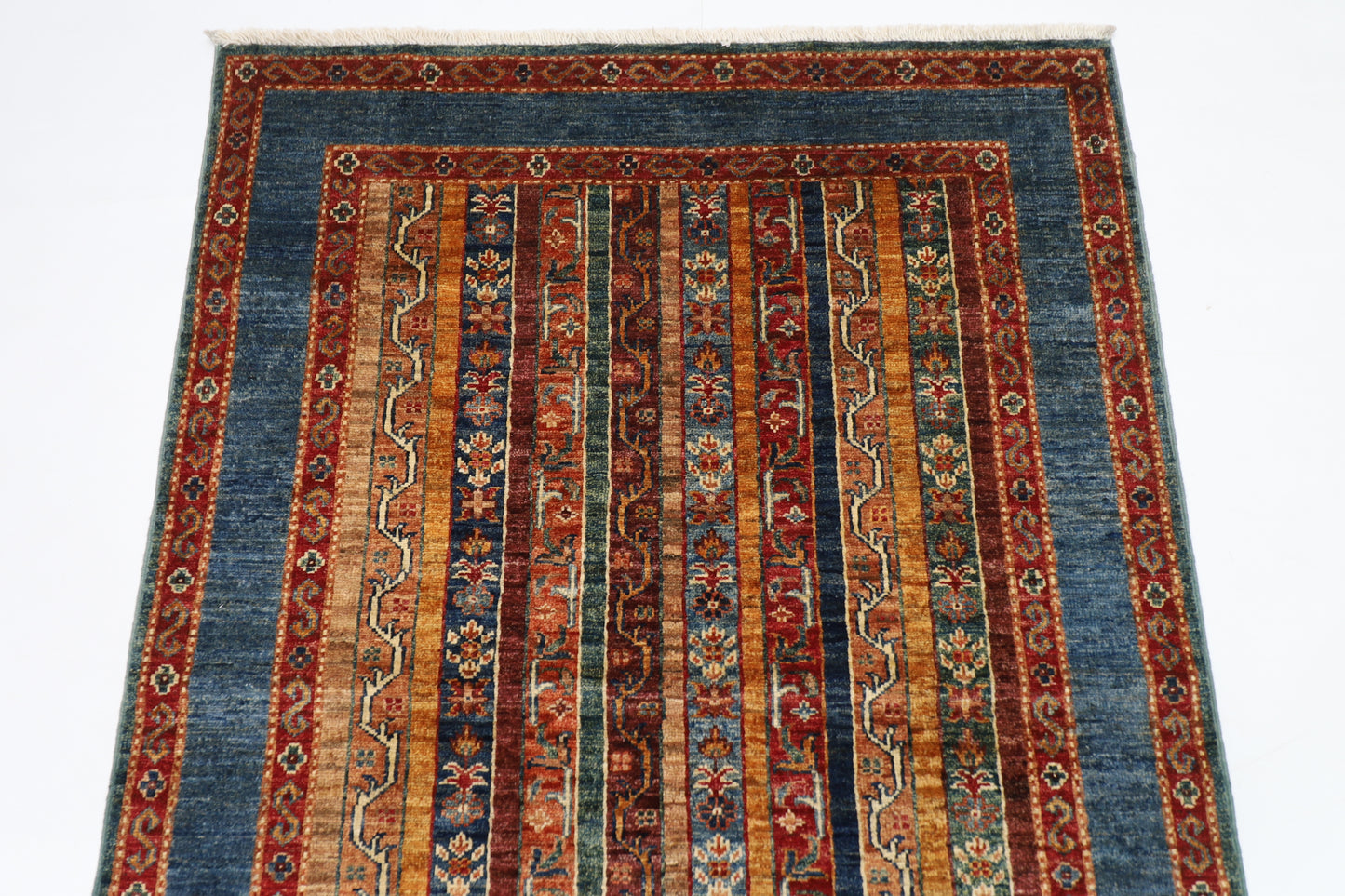 106 x 154 cm | Shawl Afghan Tribal Hand Knotted Veg Dye Wool Carpet