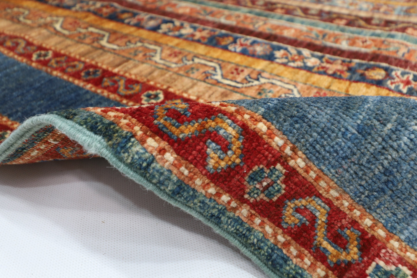 106 x 154 cm | Shawl Afghan Tribal Hand Knotted Veg Dye Wool Carpet