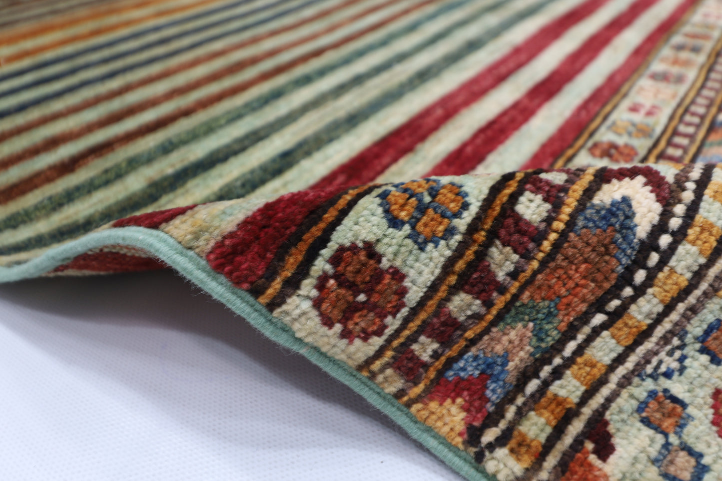 100 x 160 cm | Striped Afghan Tribal Hand Knotted Veg Dye Wool Carpet