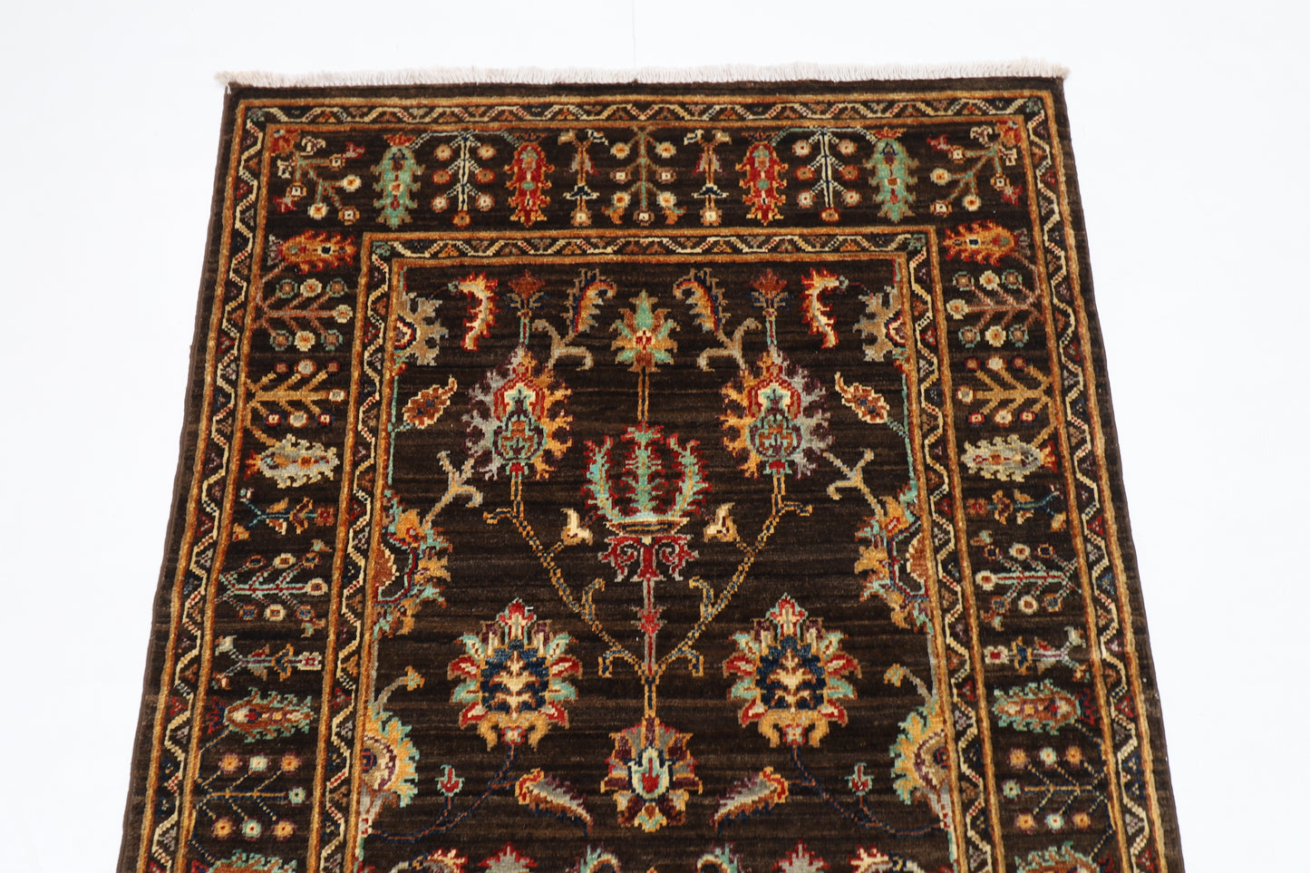 99 x 156 cm | Sultani Brown Afghan Tribal Hand Knotted Veg Dye Wool Carpet