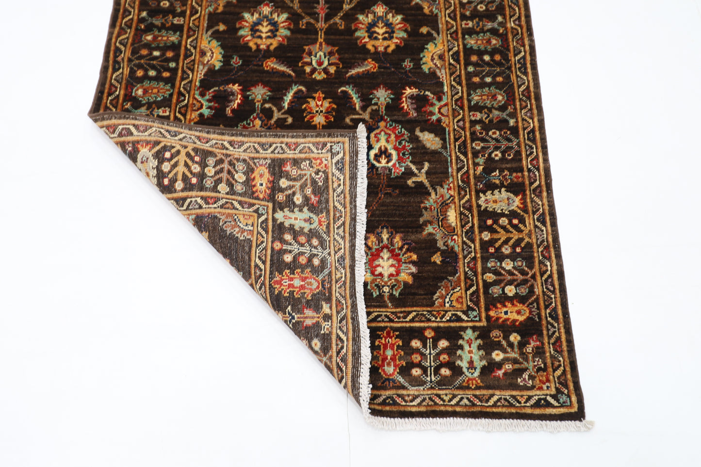 99 x 156 cm | Sultani Brown Afghan Tribal Hand Knotted Veg Dye Wool Carpet