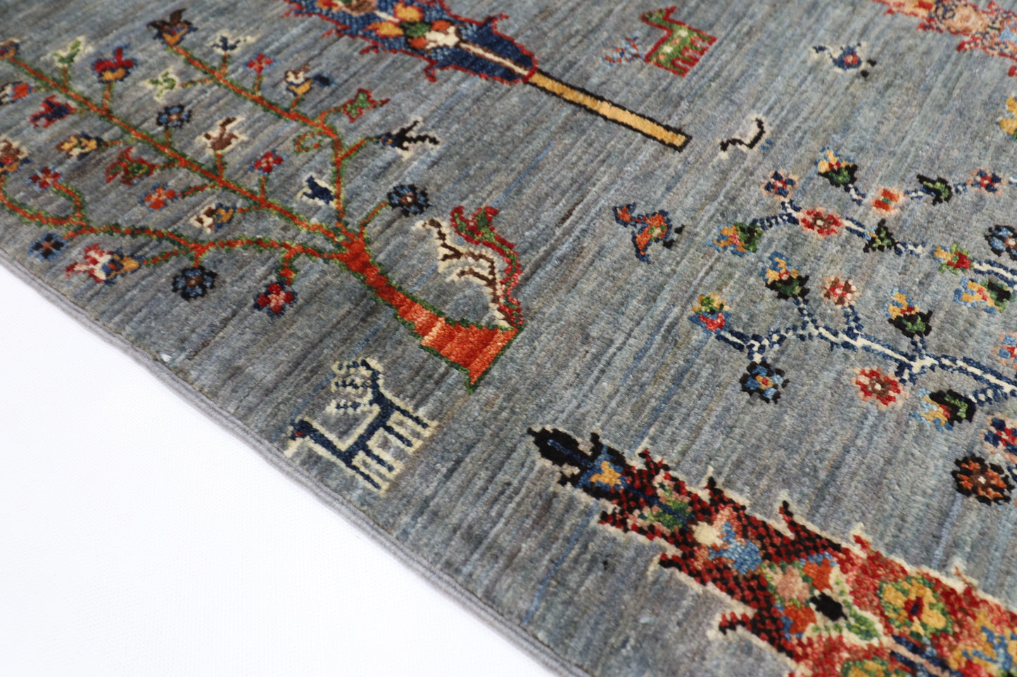 101 x 147 cm | Trees Afghan Tribal Hand Knotted Veg Dye Wool Carpet