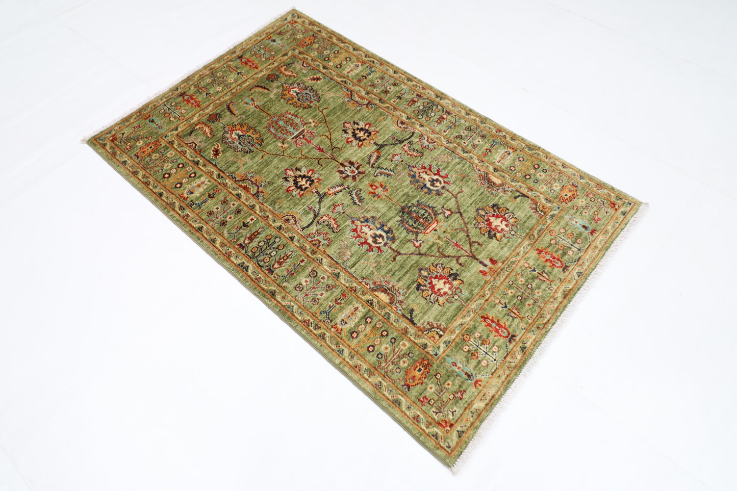 100 x 154 cm | Sultani Afghan Tribal Hand Knotted Veg Dye Wool Carpet