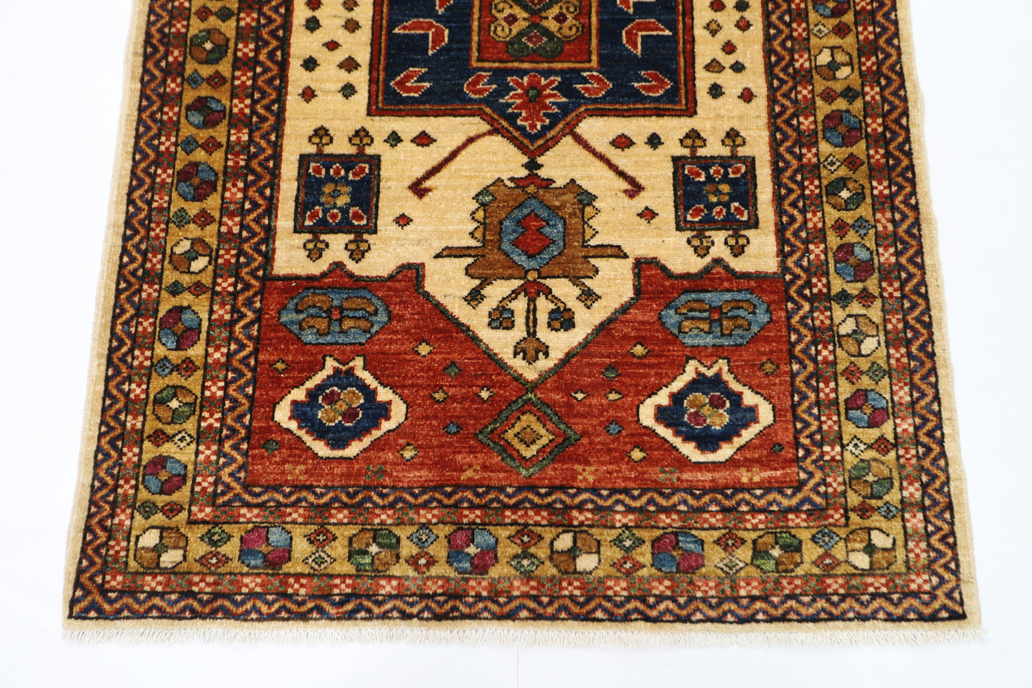 101 x 148 cm | Heriz Afghan Tribal Hand Knotted Veg Dye Wool Carpet