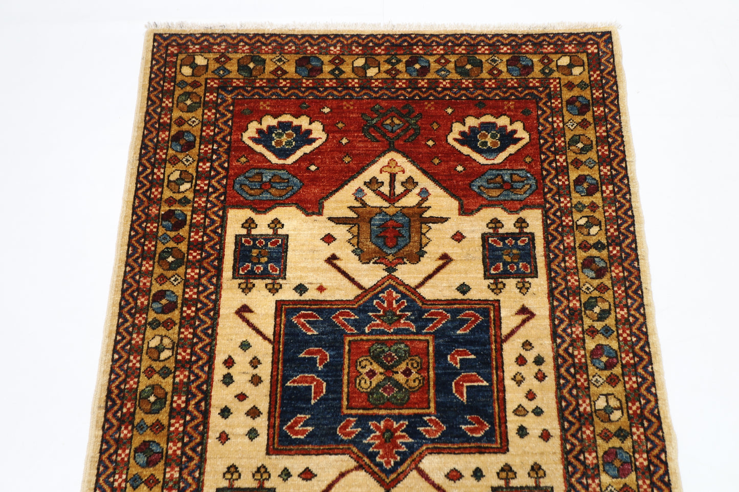 101 x 148 cm | Heriz Afghan Tribal Hand Knotted Veg Dye Wool Carpet