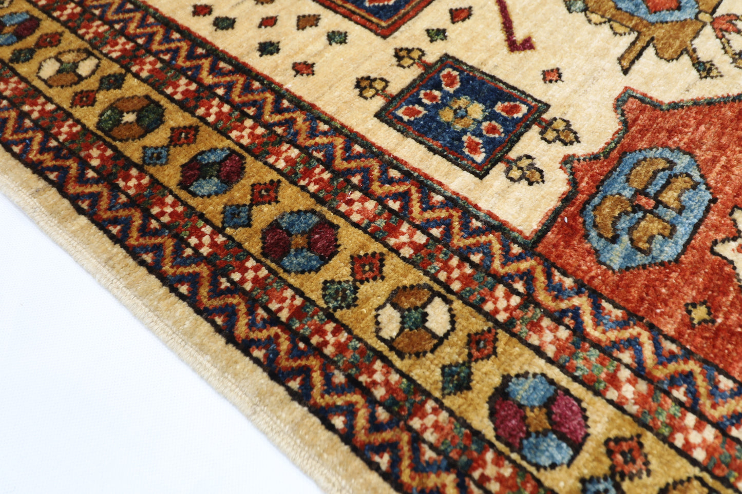 101 x 148 cm | Heriz Afghan Tribal Hand Knotted Veg Dye Wool Carpet