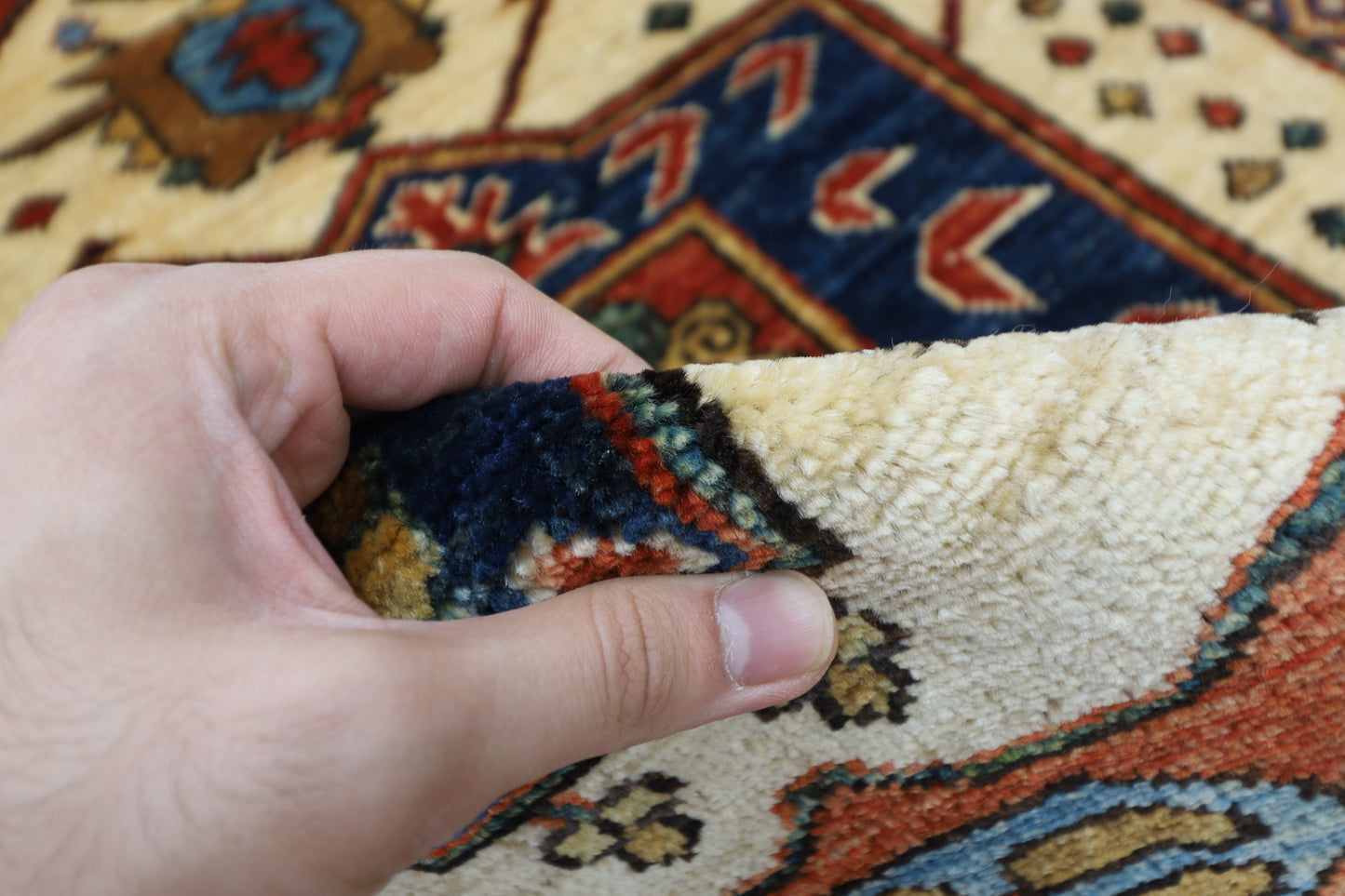 101 x 148 cm | Heriz Afghan Tribal Hand Knotted Veg Dye Wool Carpet