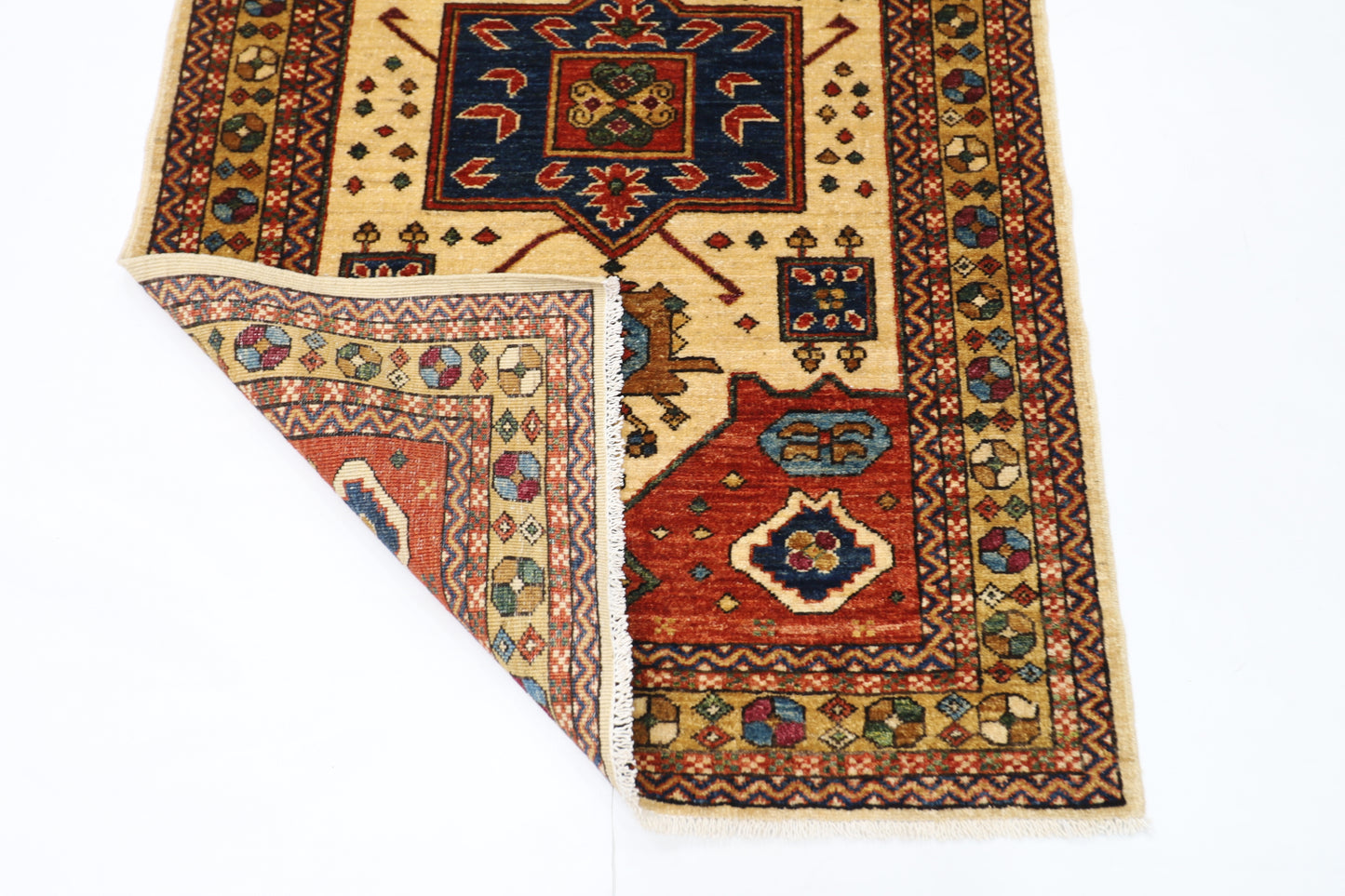 101 x 148 cm | Heriz Afghan Tribal Hand Knotted Veg Dye Wool Carpet