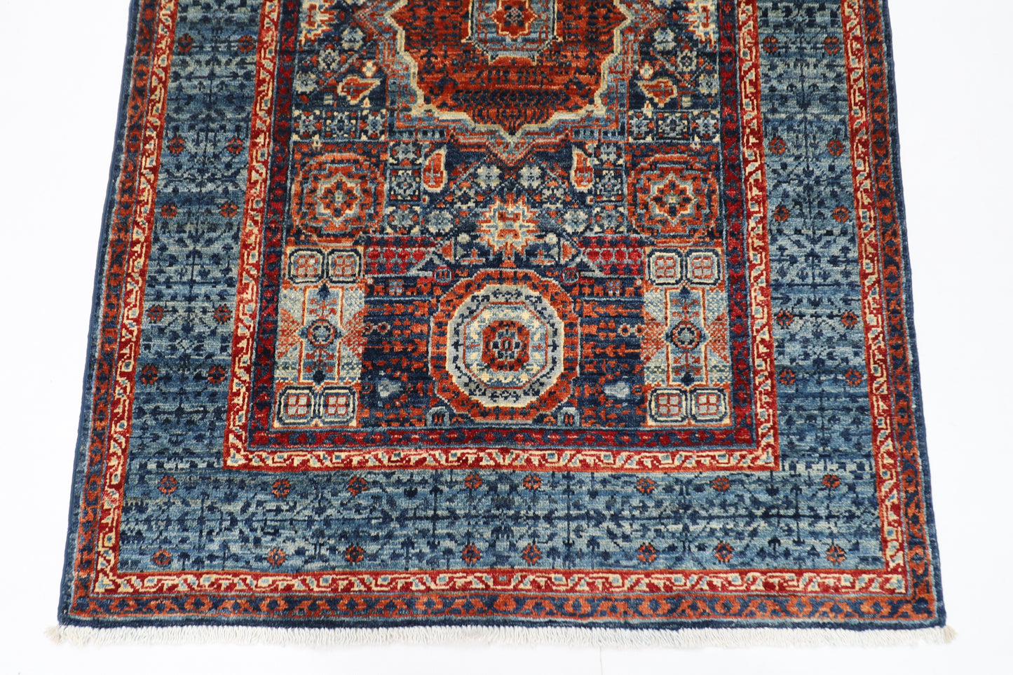 98 x 147 cm | Mamluk Afghan Tribal Hand Knotted Veg Dye Wool Carpet