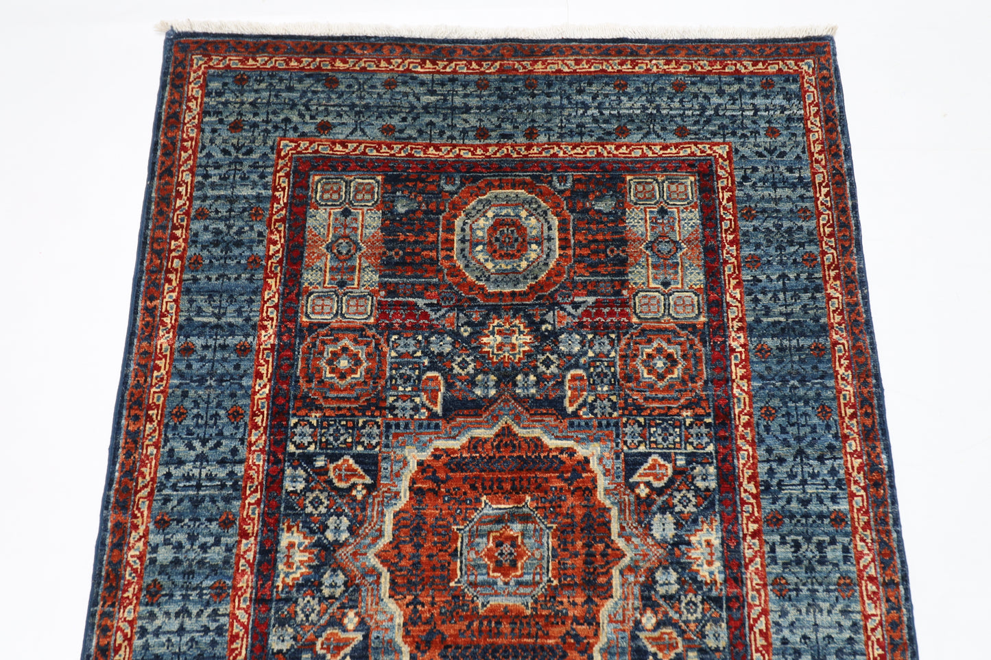 98 x 147 cm | Mamluk Afghan Tribal Hand Knotted Veg Dye Wool Carpet
