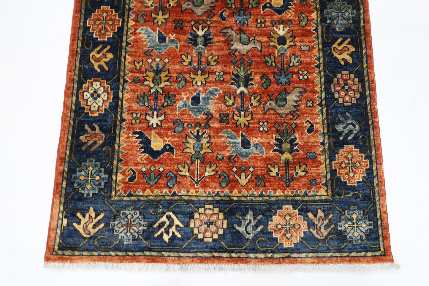 93 x 153 cm | Afghan Tribal Hand Knotted Veg Dye Wool Carpet