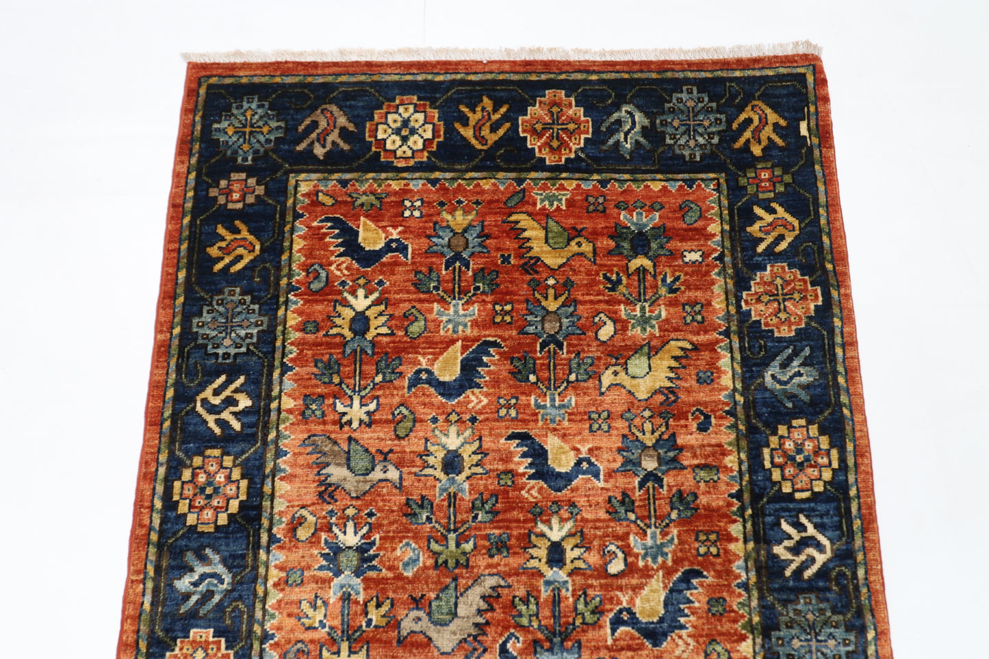 93 x 153 cm | Afghan Tribal Hand Knotted Veg Dye Wool Carpet