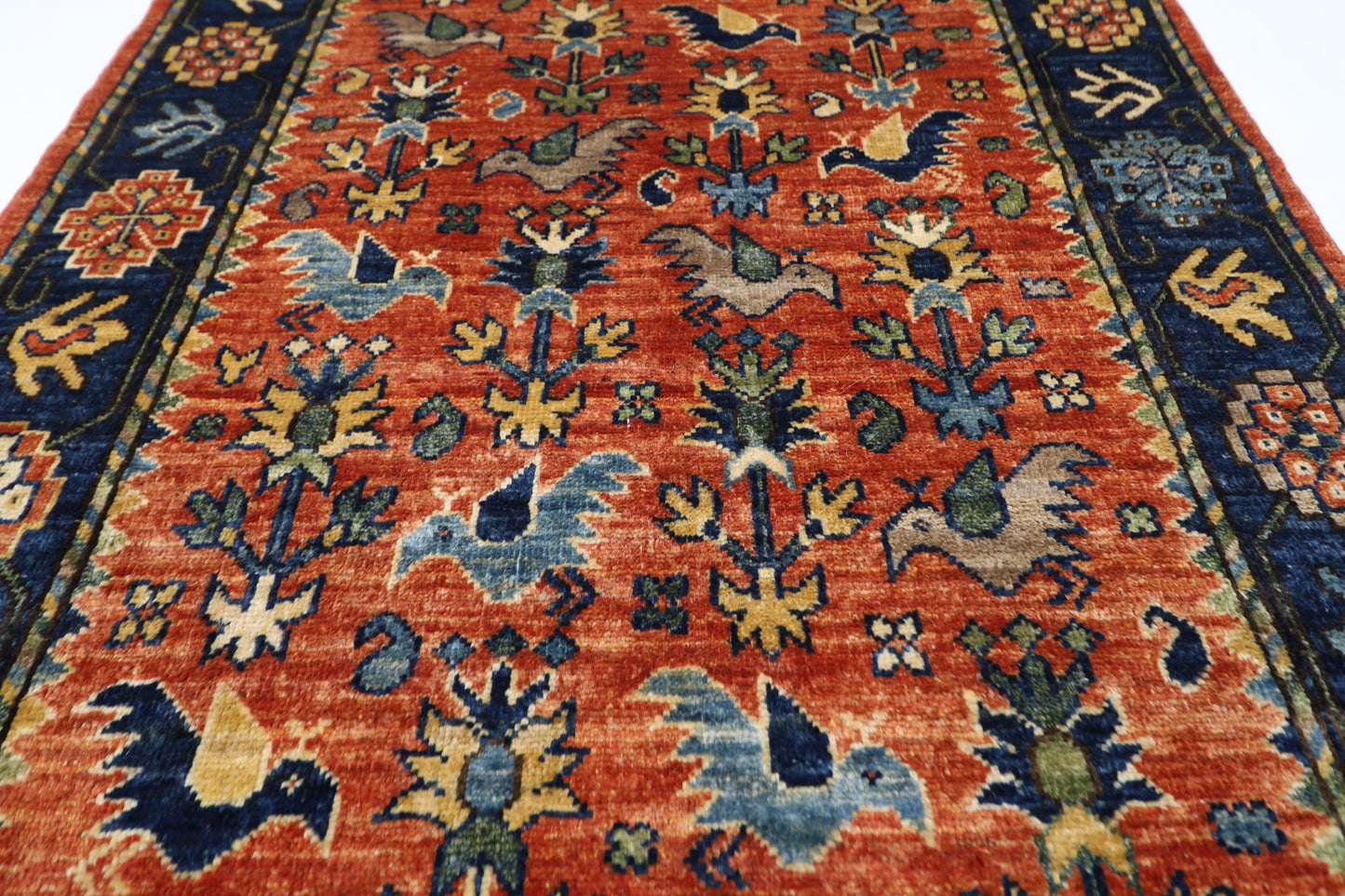 93 x 153 cm | Afghan Tribal Hand Knotted Veg Dye Wool Carpet