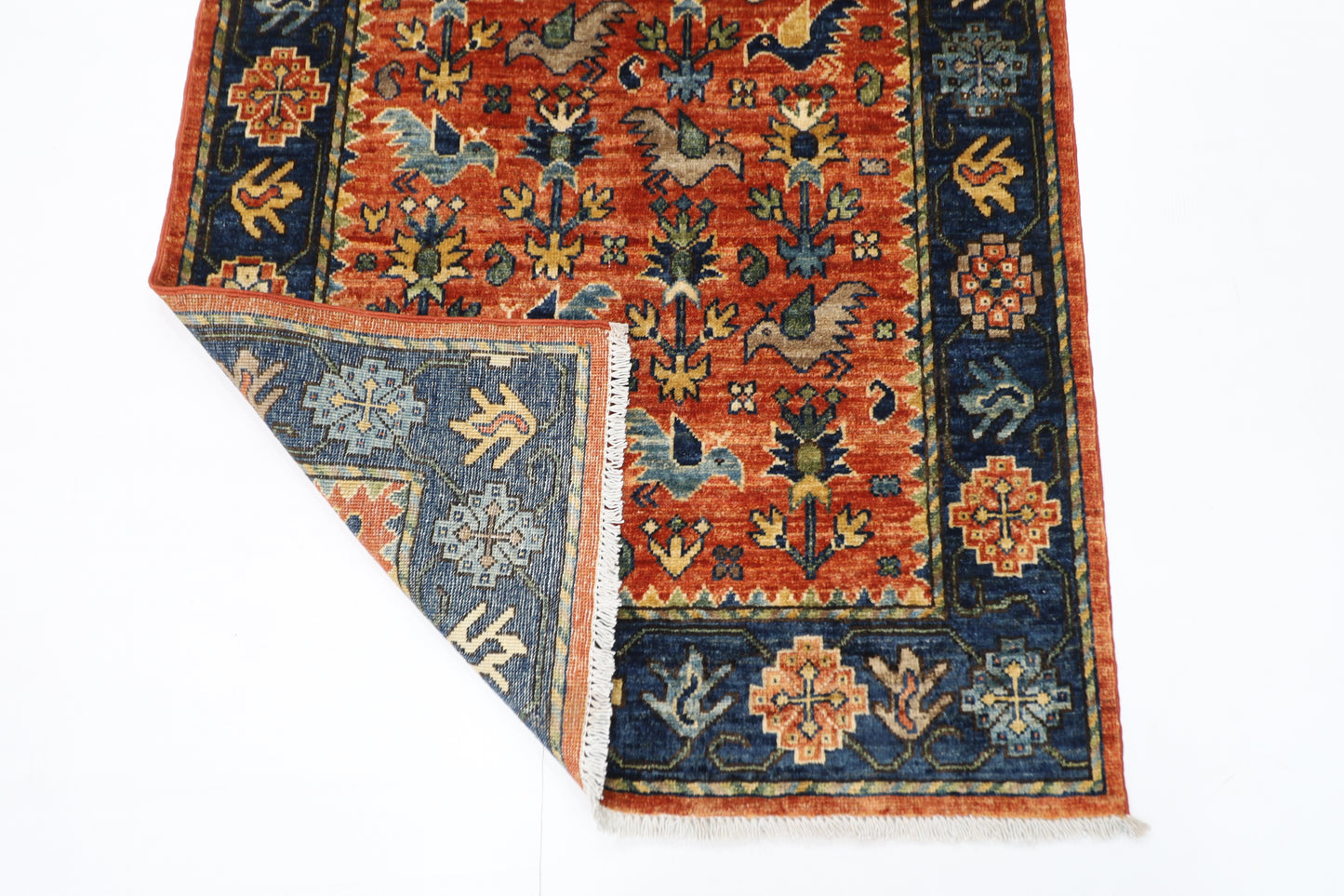 93 x 153 cm | Afghan Tribal Hand Knotted Veg Dye Wool Carpet