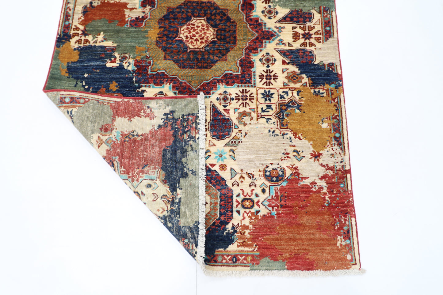 99 x 152 cm | Abstract Afghan Tribal Hand Knotted Veg Dye Wool Carpet