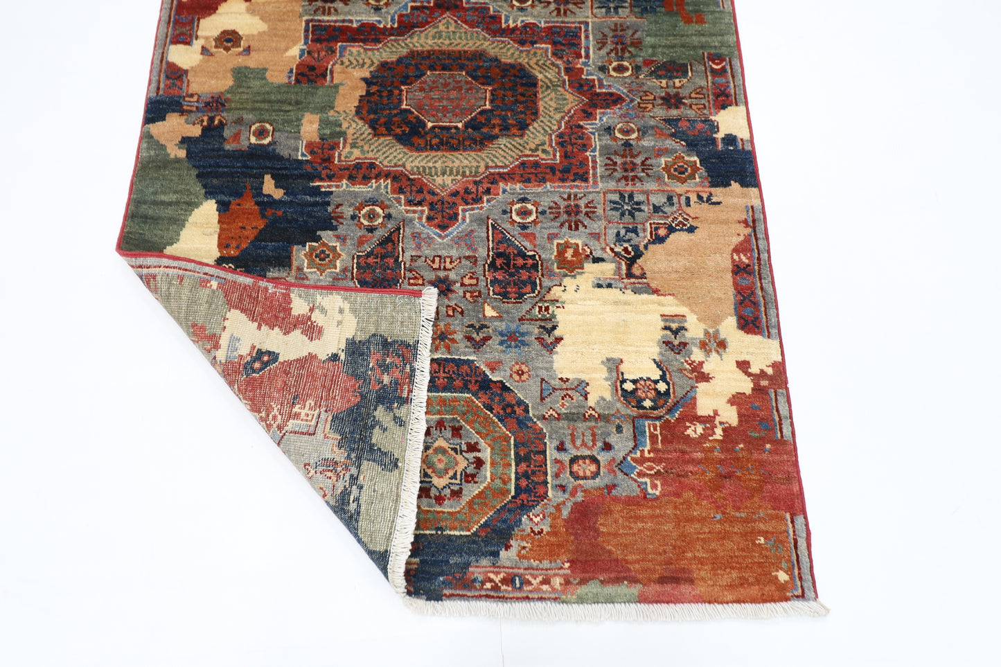 94 x 144 cm | Abstract Afghan Tribal Hand Knotted Veg Dye Wool Carpet