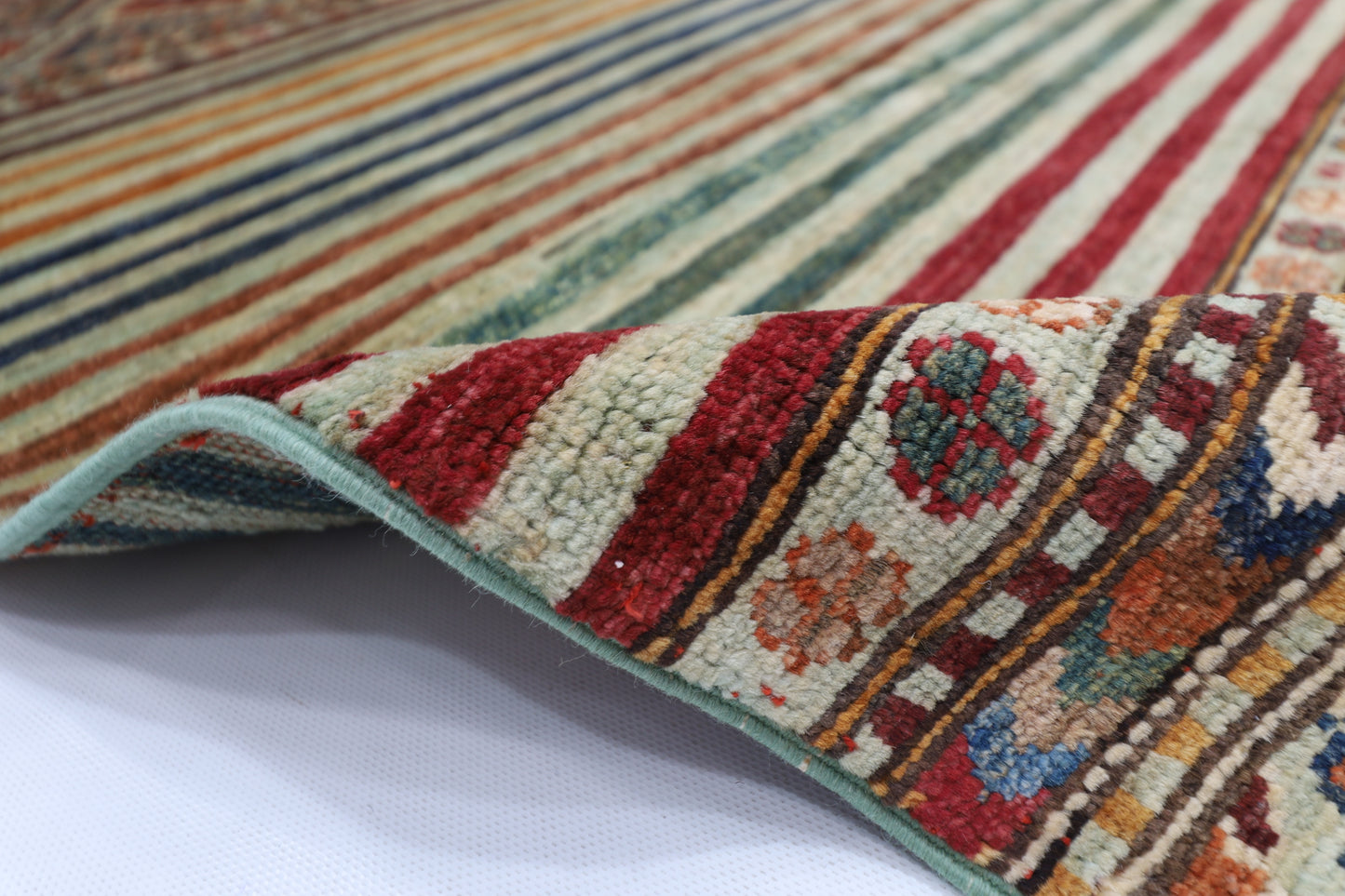 104 x 162 cm | Striped Afghan Tribal Hand Knotted Veg Dye Wool Carpet