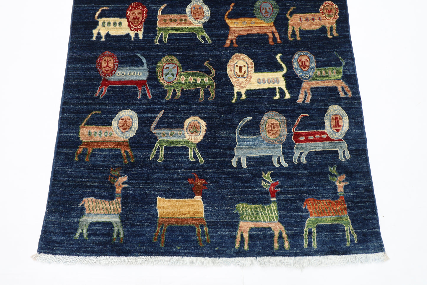 97 x 152 cm | Animal Afghan Tribal Hand Knotted Veg Dye Wool Carpet