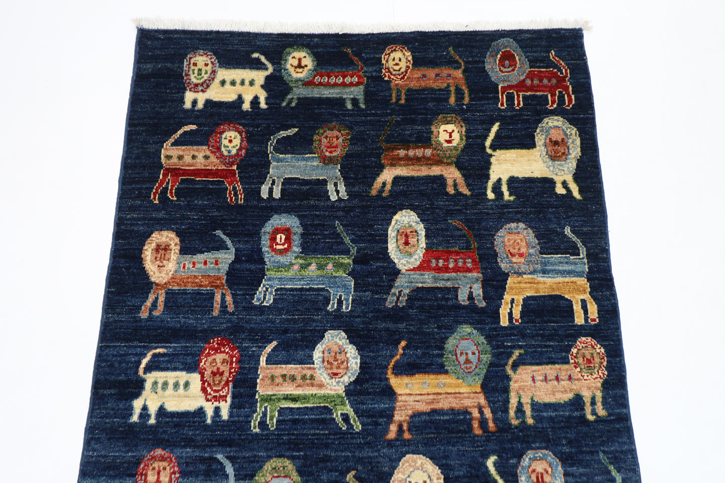 97 x 152 cm | Animal Afghan Tribal Hand Knotted Veg Dye Wool Carpet