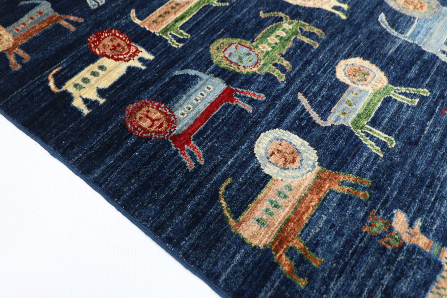 97 x 152 cm | Animal Afghan Tribal Hand Knotted Veg Dye Wool Carpet