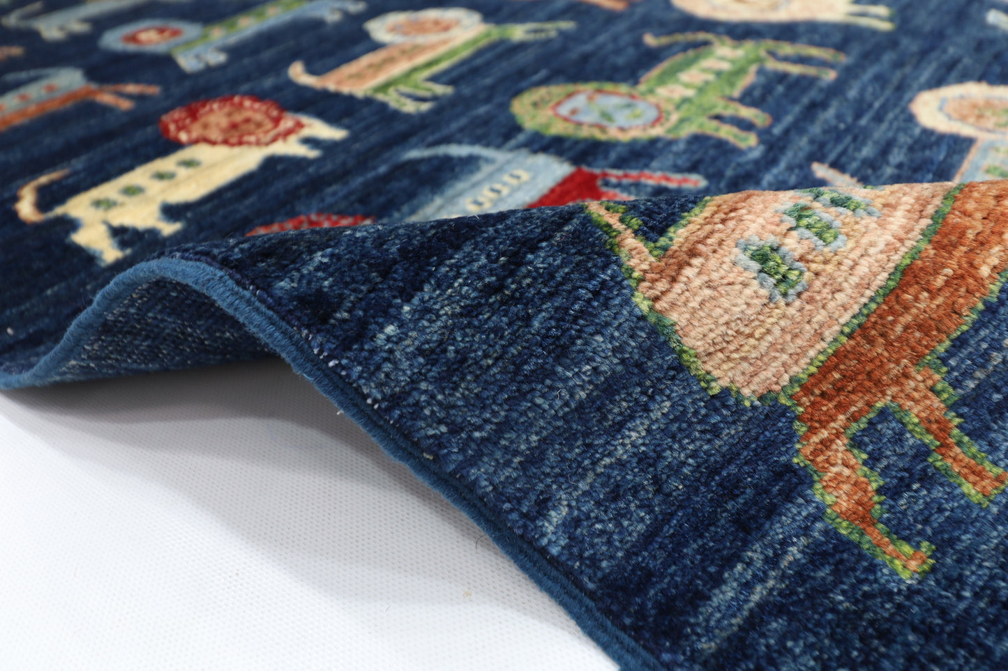 97 x 152 cm | Animal Afghan Tribal Hand Knotted Veg Dye Wool Carpet