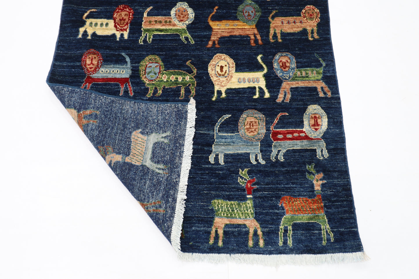 97 x 152 cm | Animal Afghan Tribal Hand Knotted Veg Dye Wool Carpet