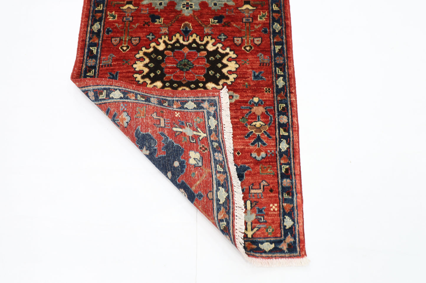 67 x 167 cm | Red Afghan Tribal Hand Knotted Veg Dye Wool Carpet
