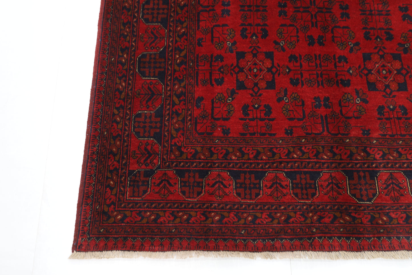 150 x 200 cm | Red Khal Mohammadi Afghan Tribal Hand Knotted Veg Dye Wool Carpet