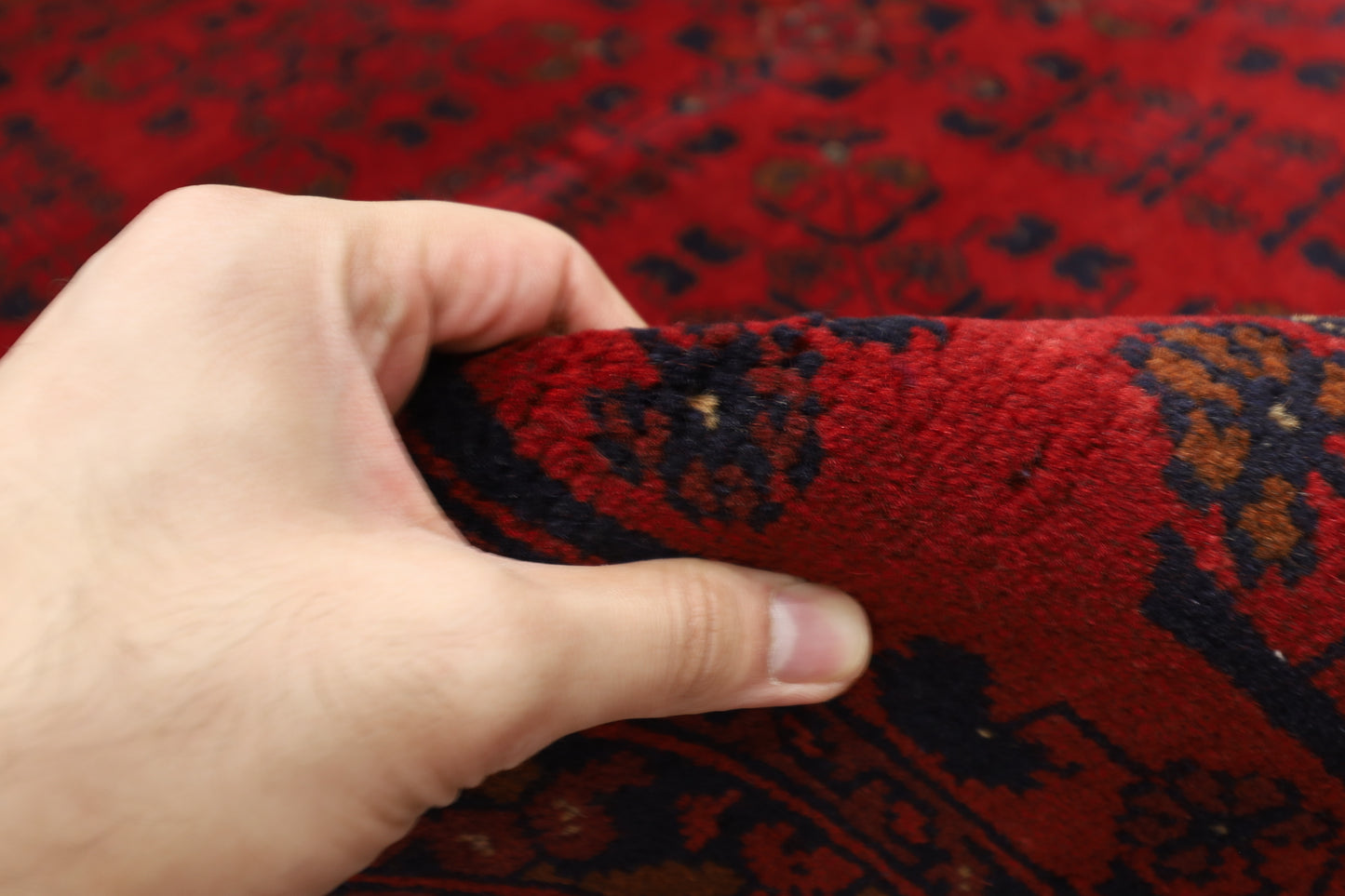 150 x 200 cm | Red Khal Mohammadi Afghan Tribal Hand Knotted Veg Dye Wool Carpet