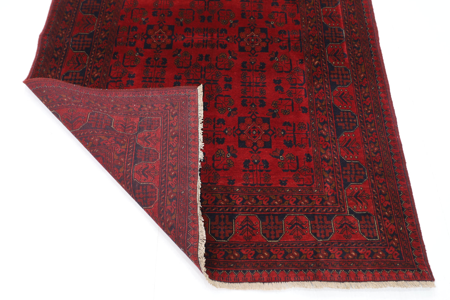 150 x 200 cm | Red Khal Mohammadi Afghan Tribal Hand Knotted Veg Dye Wool Carpet