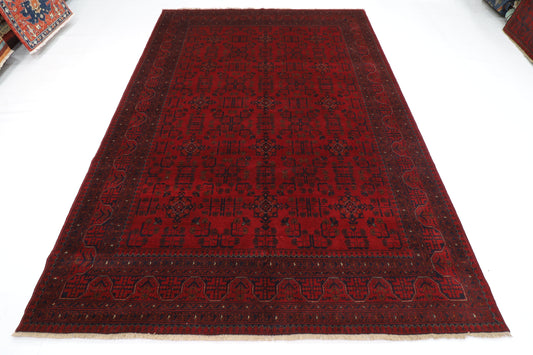 204 x 289 cm | Red Khal Mohammadi Afghan Tribal Hand Knotted Veg Dye Wool Carpet