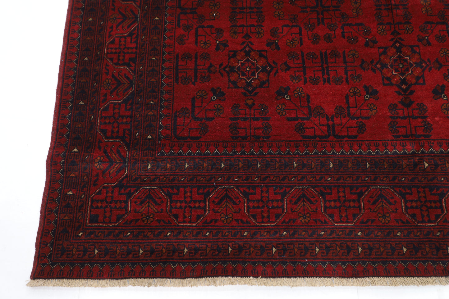 204 x 289 cm | Red Khal Mohammadi Afghan Tribal Hand Knotted Veg Dye Wool Carpet