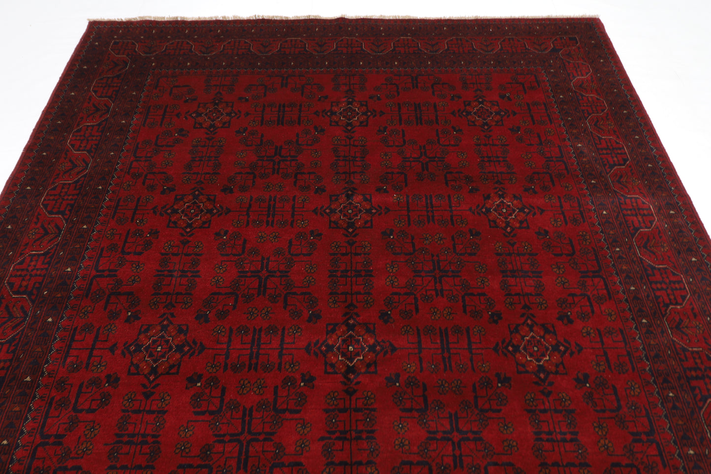 204 x 289 cm | Red Khal Mohammadi Afghan Tribal Hand Knotted Veg Dye Wool Carpet