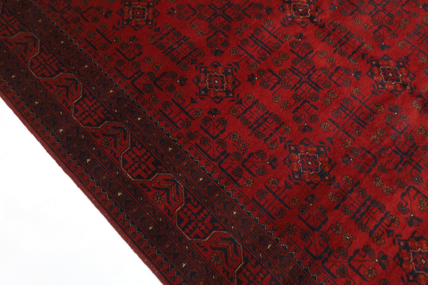 204 x 289 cm | Red Khal Mohammadi Afghan Tribal Hand Knotted Veg Dye Wool Carpet